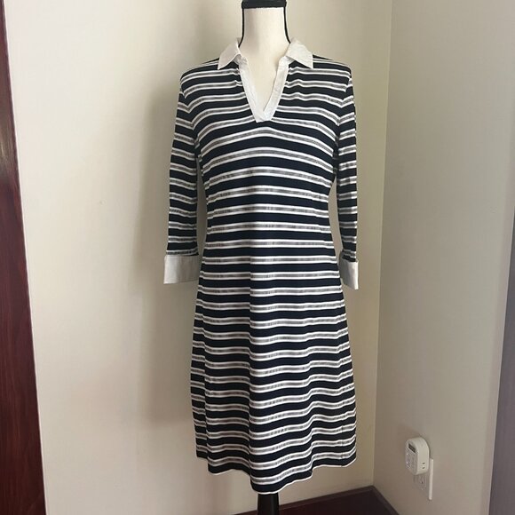Brooks Brothers Striped Navy White Rugby Shirt Dress Cotton Size  M - Picture 5 of 7